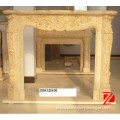 unique caved natural indoor marble fireplace